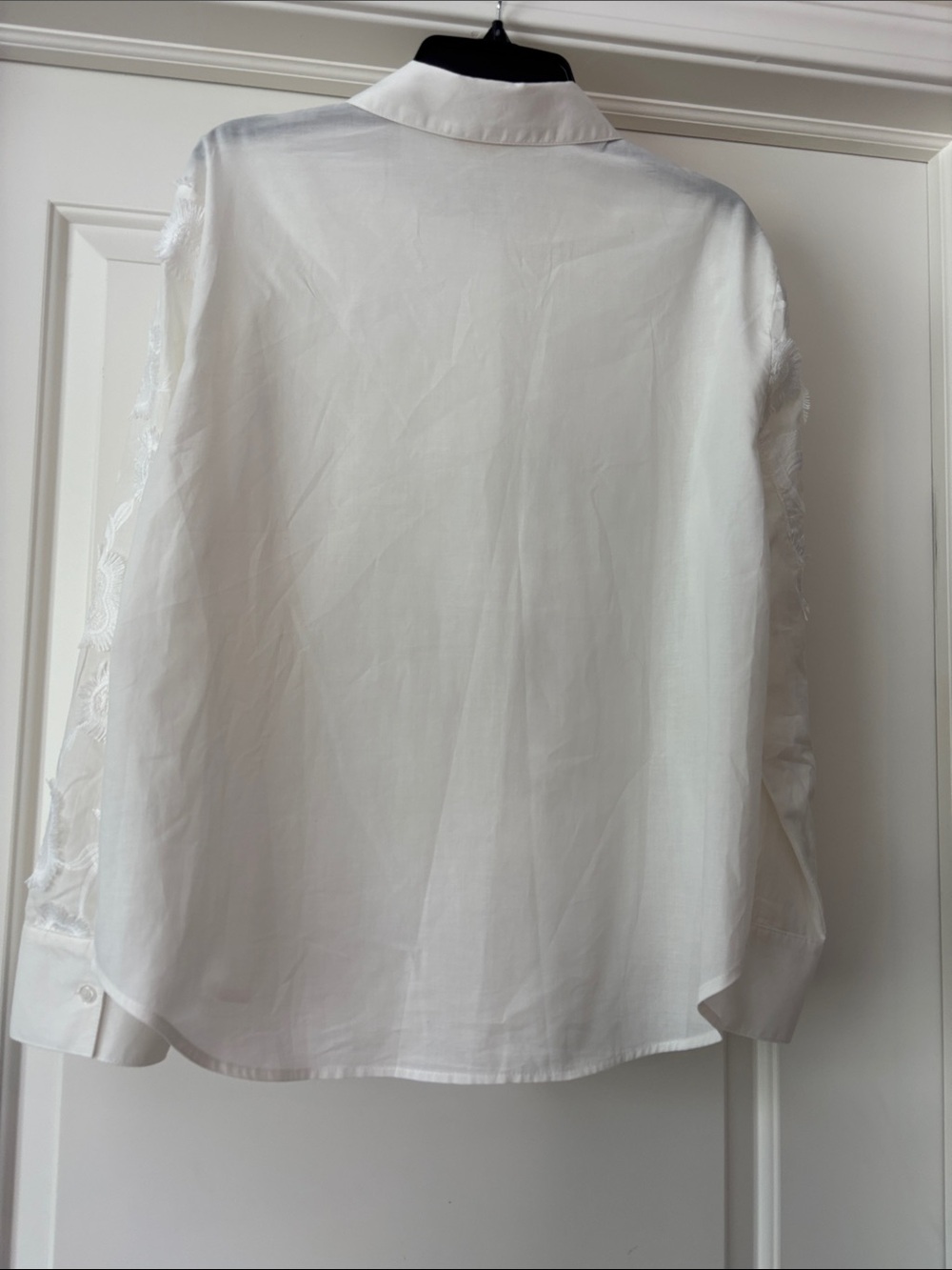 Sheer White Embroidered Button-Up Blouse - Picture 2 of 6